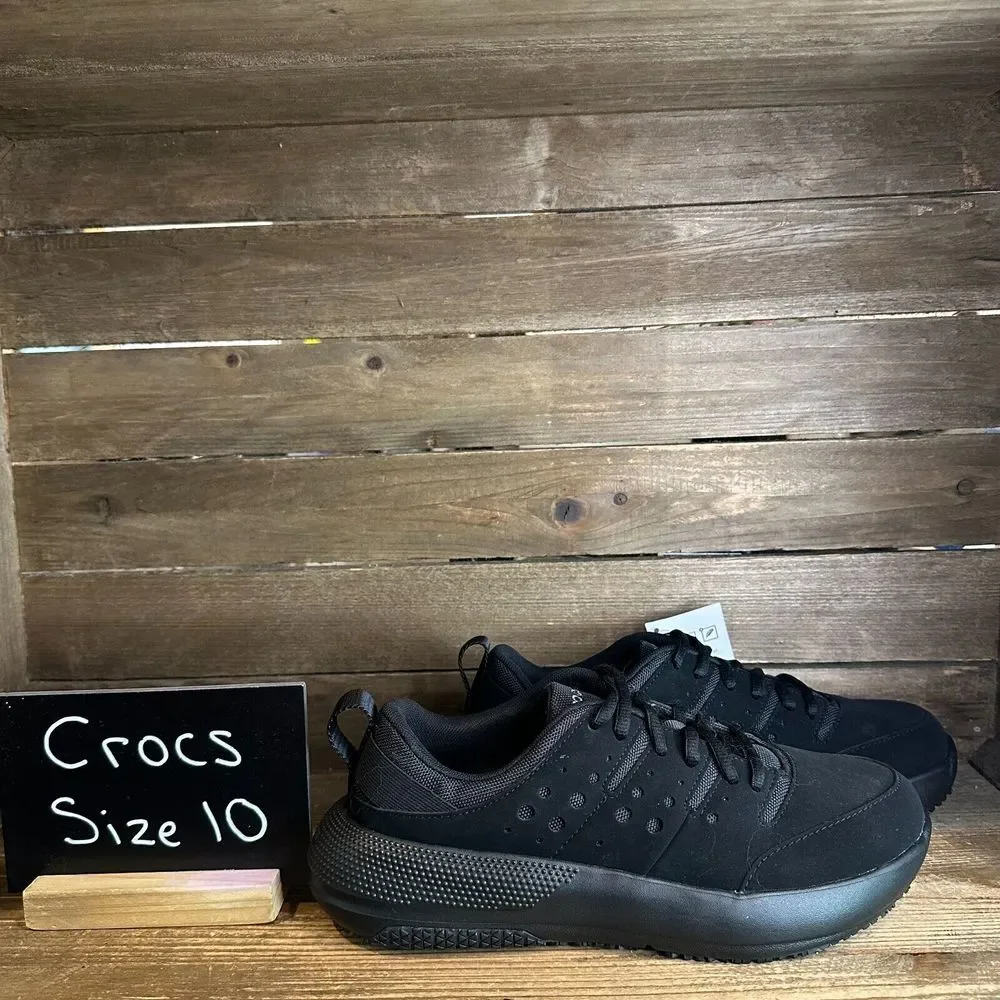New Womens Crocs On The Clock Black Comfort Work‎ Sneakers Shoes Size 10 M